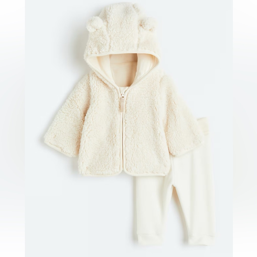 Cozy Cream Kids Jacket with Bear Ears